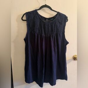 Rue21 Navy Crochet Detail Tank Top